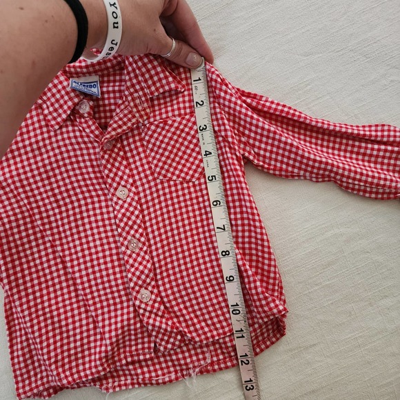Vintage Red Gingham Buttondown Shirt 2t/3t - Picture 3 of 7